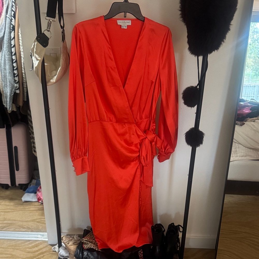 Never Fully Dressed Vibrant Orange long Sleeve Dress